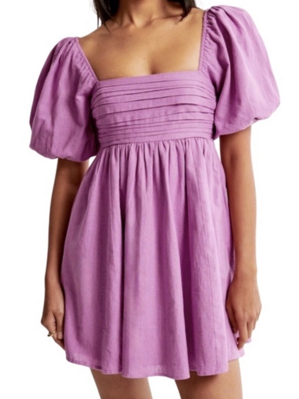 Abercrombie & Fitch Emerson Lilac Puff-Sleeve Mini Dress **Note size med tall